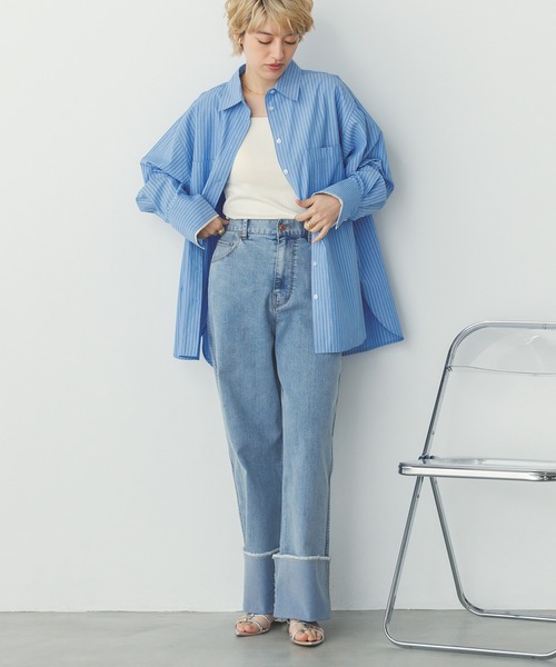 「hunch」 長袖シャツ FREE ブルー レディース_画像9