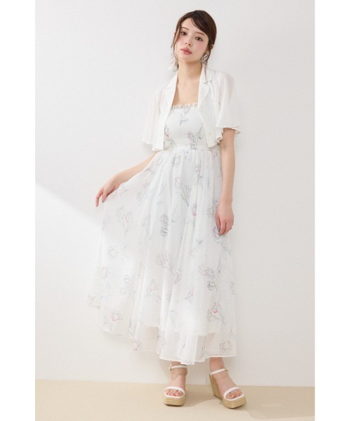 ワンピース 「AKB48 倉野尾成美さん着用」ブラウスセットフラワーパターンワンピース　春服　夏服の画像