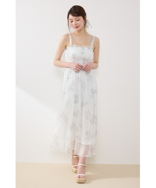 ワンピース 「AKB48 倉野尾成美さん着用」ブラウスセットフラワーパターンワンピース　春服　夏服の画像