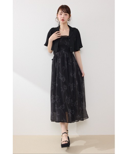 ワンピース 「AKB48 倉野尾成美さん着用」ブラウスセットフラワーパターンワンピース　春服　夏服の画像