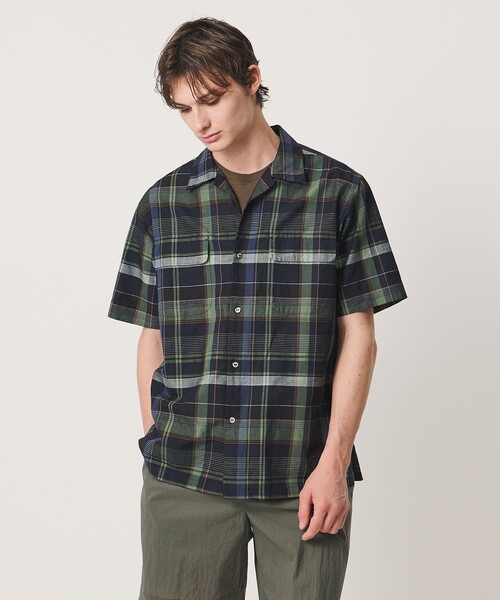 SEDAN チェック柄 半袖シャツ ダークグリーン UNITED ARROWS（ユナイテッドアローズ） シャツ 半袖 コットン/リネン