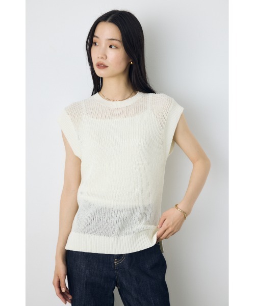 美品 ドゥーズィエムクラス シルク カシミヤ サマーニット ノースリーブ AZUL BY MOUSSY（アズールバイマウジー） サマーニット ニット