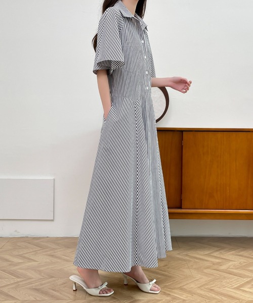 「ABITOKYO」 シャツワンピース L ブルー レディース_画像4