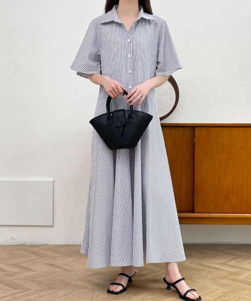 「ABITOKYO」 シャツワンピース L ブルー レディース_画像8