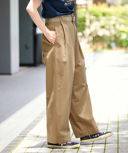 25ss Theory ベージュ ワイドレッグチノパン 00 B.C STOCK（ベーセーストック） ワイドパンツ チノパン ウォッシャブル