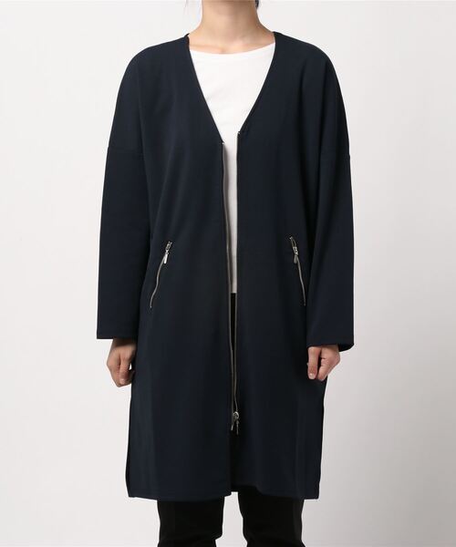 ジャケット ノーカラージャケット ジッパー使いVネックロングジャケット|ZOZOTOWN |15