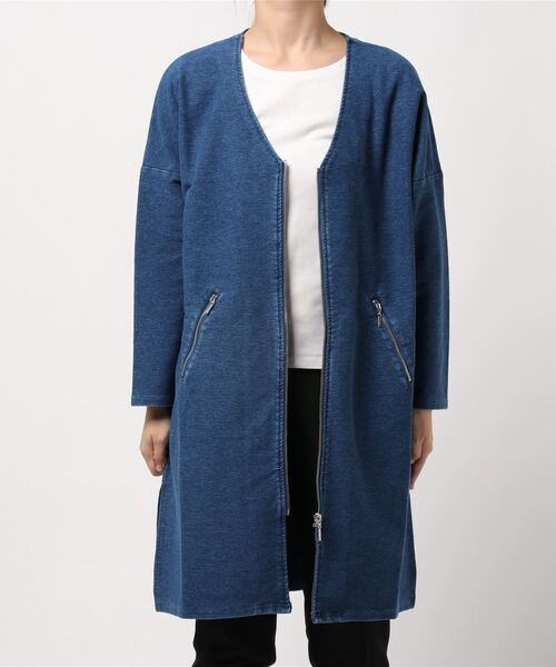 ジャケット ノーカラージャケット ジッパー使いVネックロングジャケット|ZOZOTOWN |16