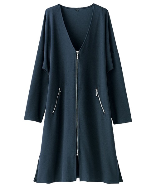 ジャケット ノーカラージャケット ジッパー使いVネックロングジャケット|ZOZOTOWN |03