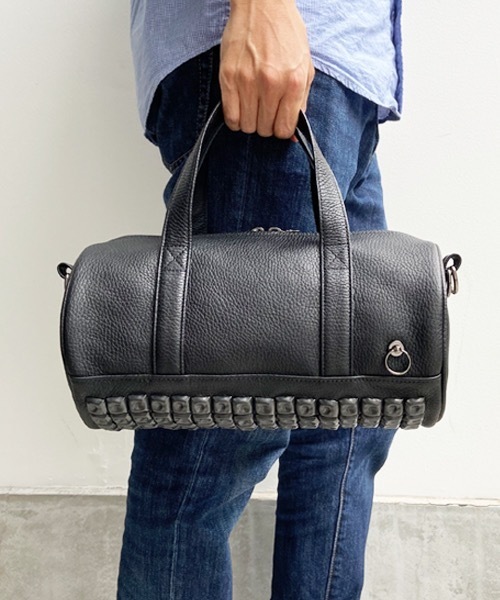 ショルダーバッグ ENDURE 牛革 レザージャムスタッズ ドラム 2way ショルダーバッグ ＆ トートバッグ ブランド  通勤 通学 旅行の画像