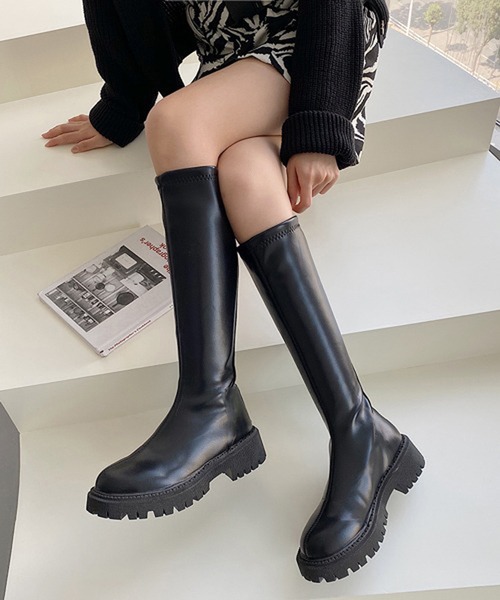 HALEY PESCA ブーツ HALEY PESCA/厚底PUレザー バックジップロング