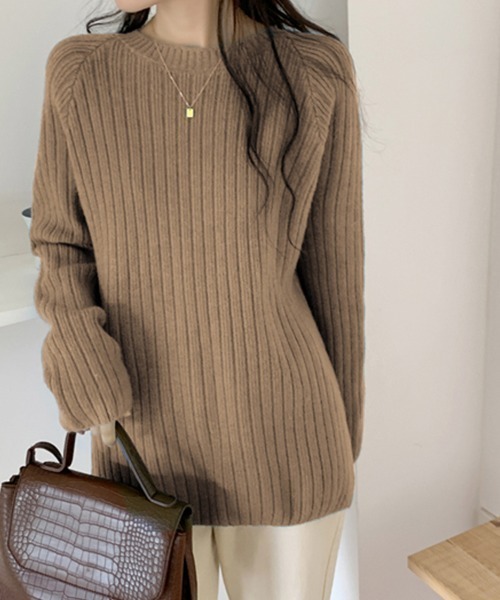 ニット セーター ラウンドリブニット / Round Rib Knit レディース ニット セーター ラウンドネック太リブニットセーター