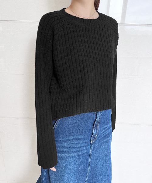 【新品未使用品】TFW49 ネイビー ラウンドネックニット　M レディース 23区（ニジュウサンク） ニット セーター 「滝沢眞規子さん着用/洗える