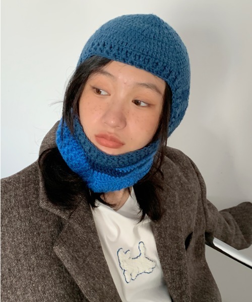ネックウォーマー ざっくりニットマルチカラーバラクラバ レディース