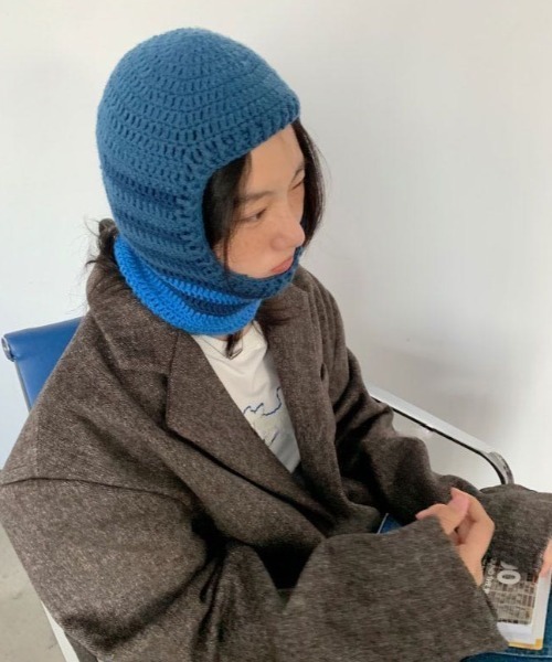 ネックウォーマー ざっくりニットマルチカラーバラクラバ レディース