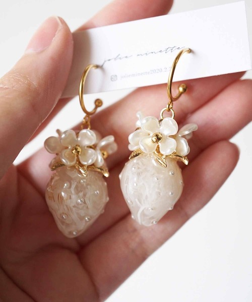 CERCA ピアス jolie minette/いちごフラワー フープ ピアス