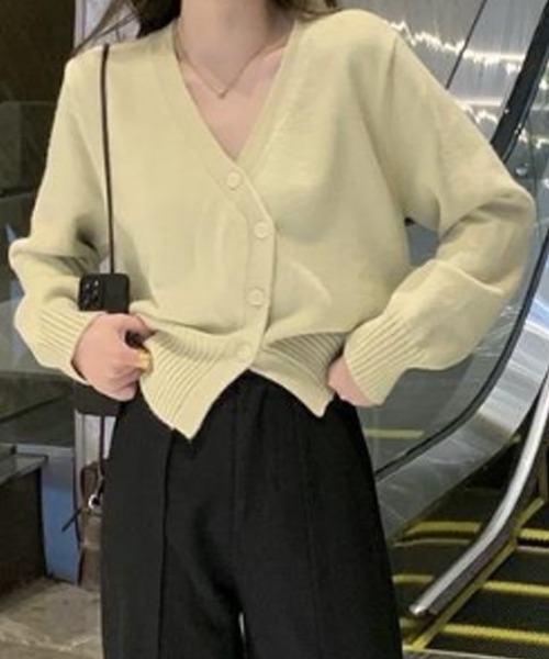 Dewlily カーディガン 斜めボタンカーディガン レディース : ZOZOTOWN