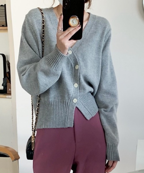 Dewlily カーディガン 斜めボタンカーディガン レディース : ZOZOTOWN