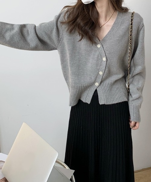 Dewlily カーディガン 斜めボタンカーディガン レディース : ZOZOTOWN