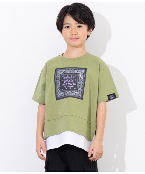 ANAP kids tシャツ バンダナプリントレイヤード風Tシャツ キッズ