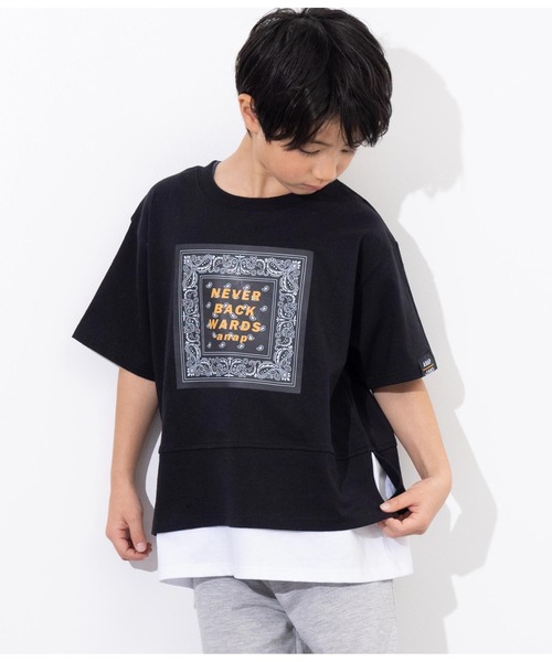 ANAP kids tシャツ バンダナプリントレイヤード風Tシャツ キッズ