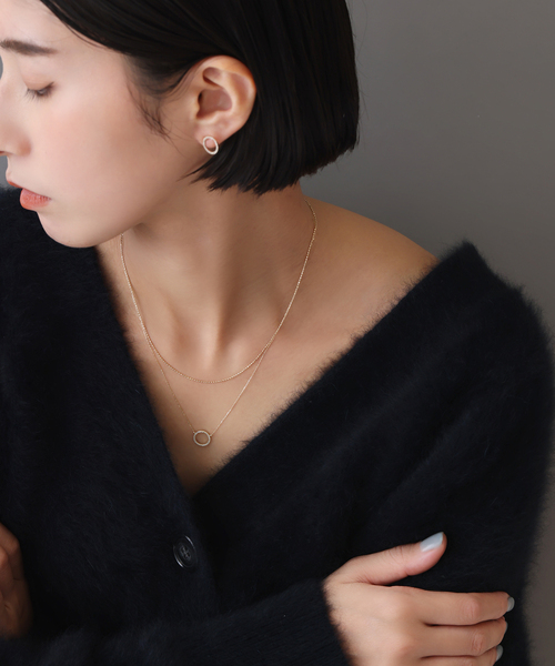 ★トマチリ様★Lilas ダイヤ10mmバーピアス K10（両耳） 新品未使用 Lilas ダイヤ10mmバーピアスK10