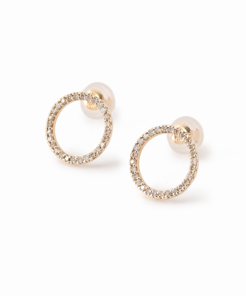 Lilas ピアス サークルダイヤピアス K10（両耳） レディース