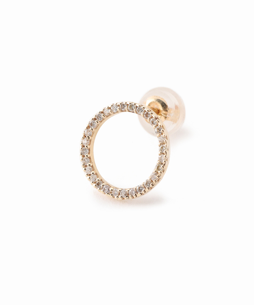 美品☆k10☆ダイヤモンド付きピアス DIAMOND SKINNY PIERCED EARRING(片耳用)(2JP0996)K10 ピアス