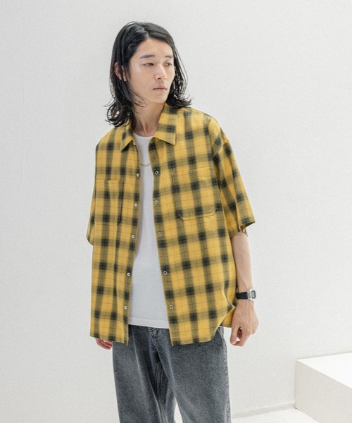 RAGEBLUE シャツ OMBRE CHECK BIG SHIRTS / オンブレチェック