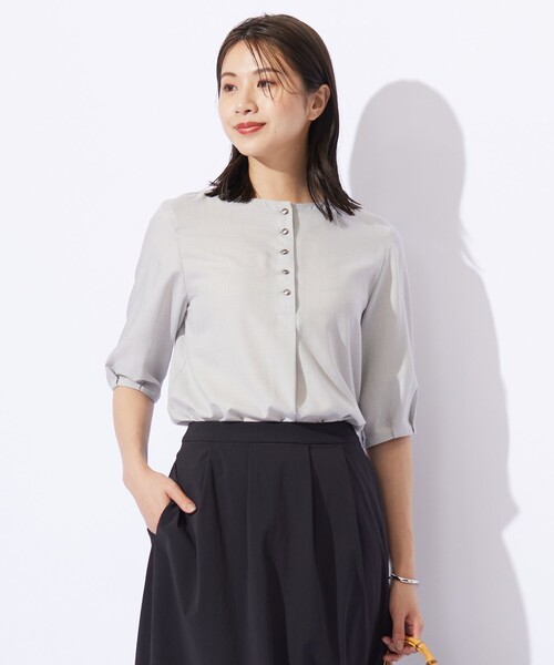 ブラウス シャツ 「洗える」ウォッシャブルキュプラツイル ボートネック ブラウス レディース ブラウス シャツ 「洗える」ウォッシャブルキュプラツイル