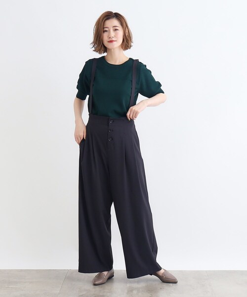 grove（グローブ） パンツ 「2WAY」サス付きフロント釦ワイドパンツ