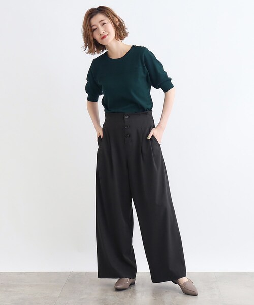 grove パンツ 「2WAY」サス付きフロント釦ワイドパンツ
