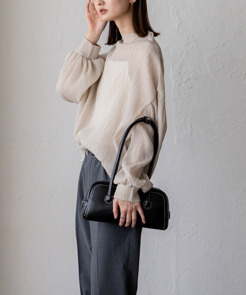 VitaFelice ボストンバッグ ロングハンドルミニボストンバッグ 横長