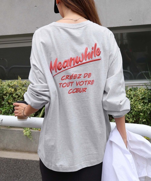 tシャツ プリントエンブロイダリーロゴ長袖Tシャツ レディース | andme | 22