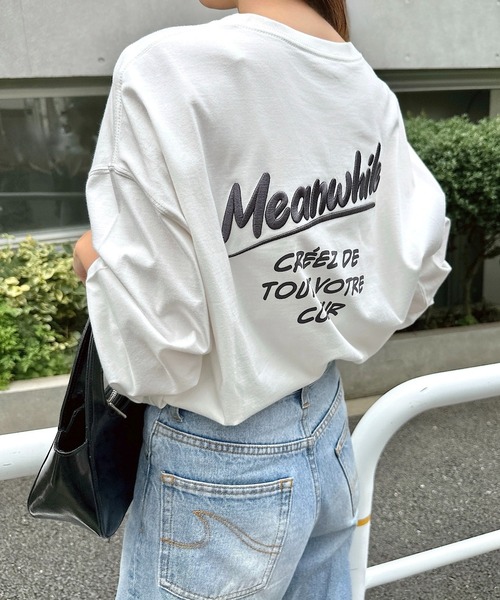 tシャツ プリントエンブロイダリーロゴ長袖Tシャツ レディース | andme | 06