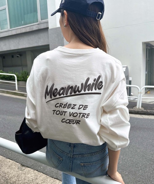 tシャツ プリントエンブロイダリーロゴ長袖Tシャツ レディース | andme | 07
