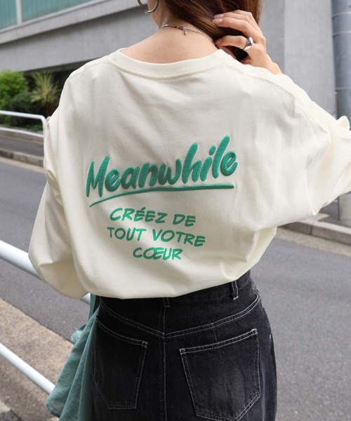 tシャツ プリントエンブロイダリーロゴ長袖Tシャツ レディース | andme | 11