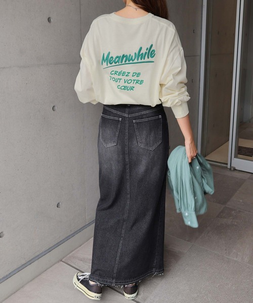tシャツ プリントエンブロイダリーロゴ長袖Tシャツ レディース | andme | 14
