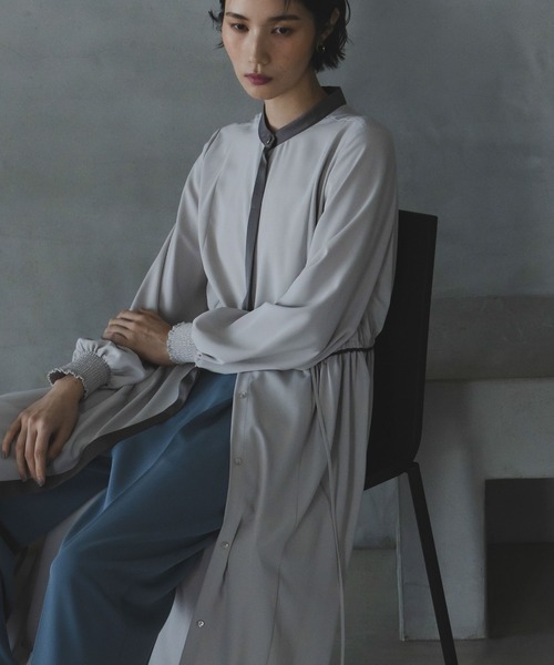 nagonstans ワンピース　S spaceカラー NANO universe ワンピース バイカラースタンドギャザーワンピース