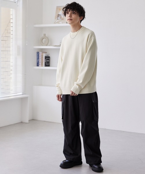 トレーナー・スウェット ニット・セーター ブラック XL 新品未使用 Alite cloth ニット セーター ロゴ刺繍入りクルーネック