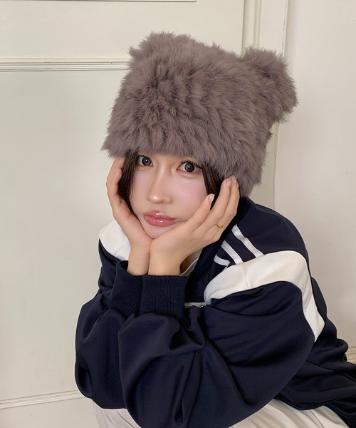 CFIERCE 2024WW くま　ファー　帽子　グレー　newjeans 帽子 ハット くま耳 ファーハット レディース : ZOZOTOWN Yahoo