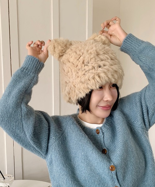帽子 ハット くま耳 ファーハット レディース : ZOZOTOWN Yahoo