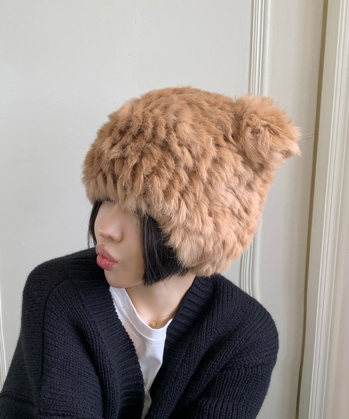 帽子 ハット くま耳 ファーハット レディース : ZOZOTOWN Yahoo