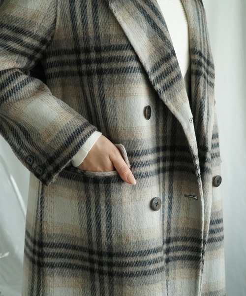 aimoha（アイモハ） ピーコート pコート ウールチェック柄ロングコート