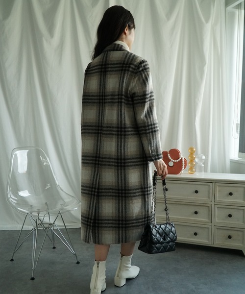 aimoha（アイモハ） ピーコート pコート ウールチェック柄ロングコート