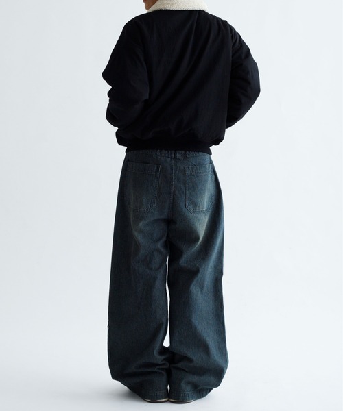 epnk ワイドデニムパンツ epnok ジーンズ 「EPNK」Washing stripe denim wide pants