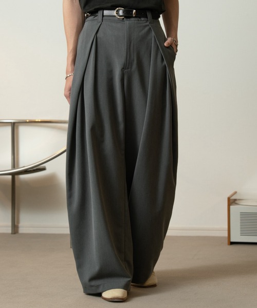 【soerte】3TUCK WIDE BALLOON TROUSERS 3tuck wide balloon trousers / 3タックワイドバルーン