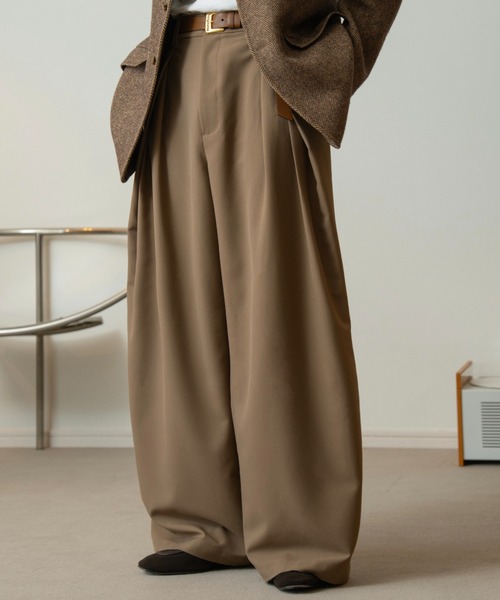 soerte スラックス 3tuck wide balloon trousers / 3タック