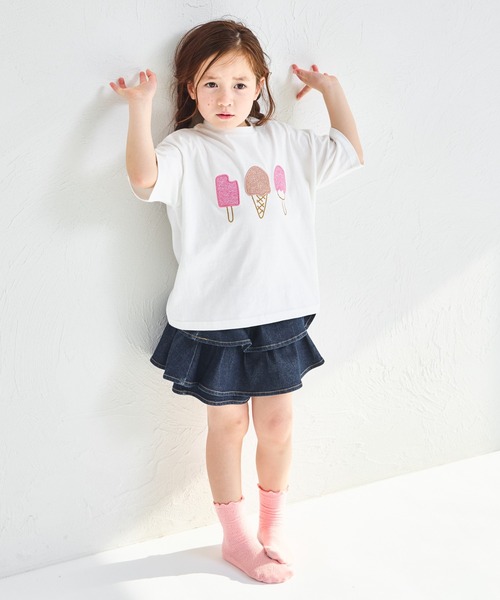 pairmanon（ペアマノン） tシャツ 「綿100%」異素材モチーフ ガールズ