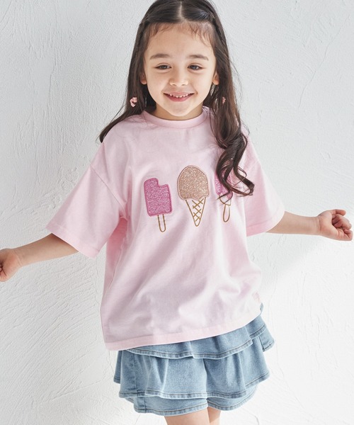 pairmanon（ペアマノン） tシャツ 「綿100%」異素材モチーフ ガールズ