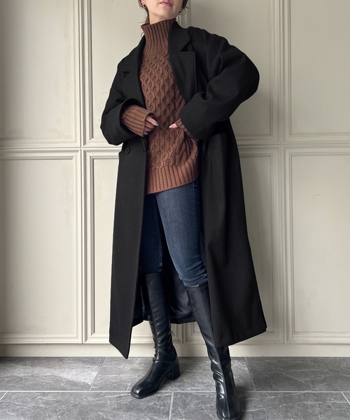 「JUNOAH」 チェスターコート MEDIUM モカ レディース_画像6